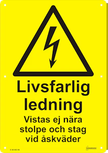 hammarprodukter Skylt livsfarlig ledning fackv
