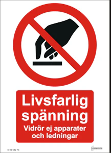 hammarprodukter Skylt livsfarlig spänning pl