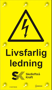 hammarprodukter Skylt livsfarlig ledning med logo