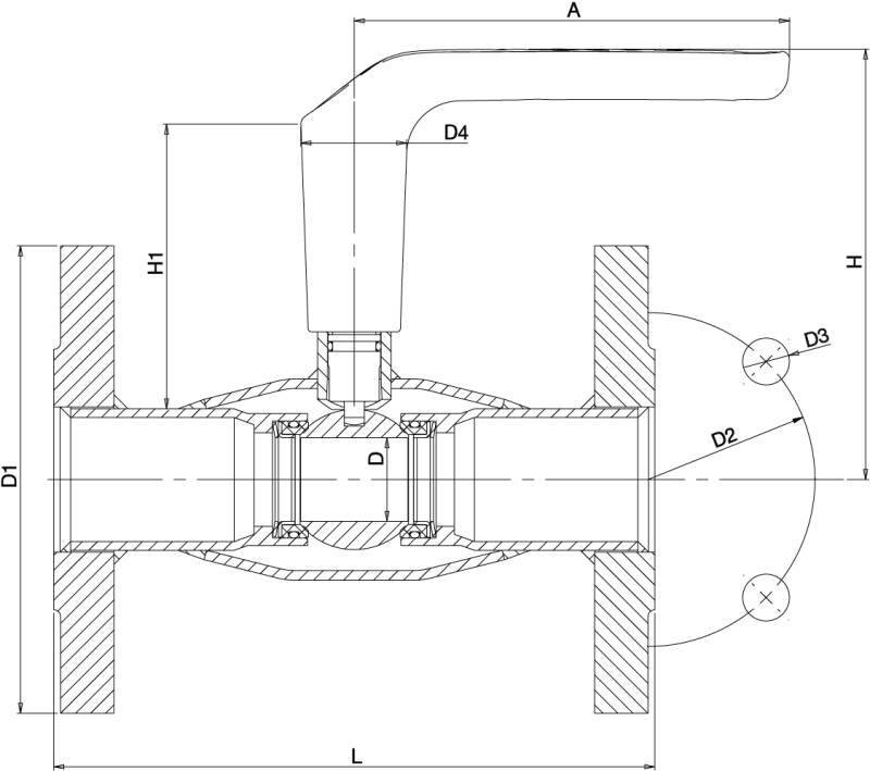 vexve Palloventtiili hst l/l vexve dn50 pn40 233050x
