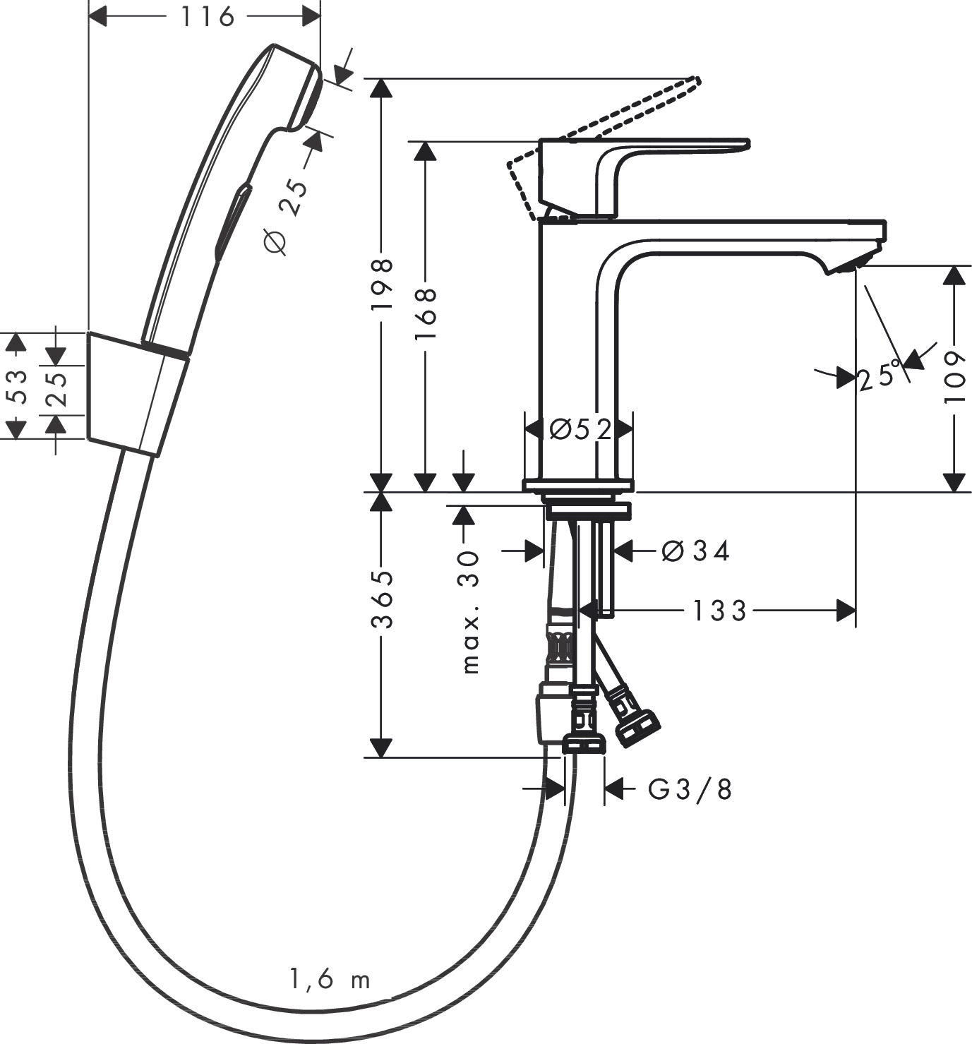 hansgrohe Pesuallashana hansgrohe 72216000 rebris e 110 bide kro