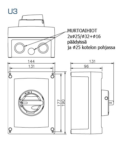 katko Turvakytkin väännin katko kum 340 3x50a 400v 22kw