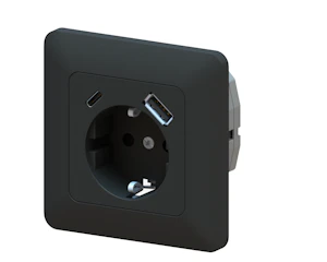 opal Pistorasia uppo opal 1s/16a/ip20 upr +2xusb musta