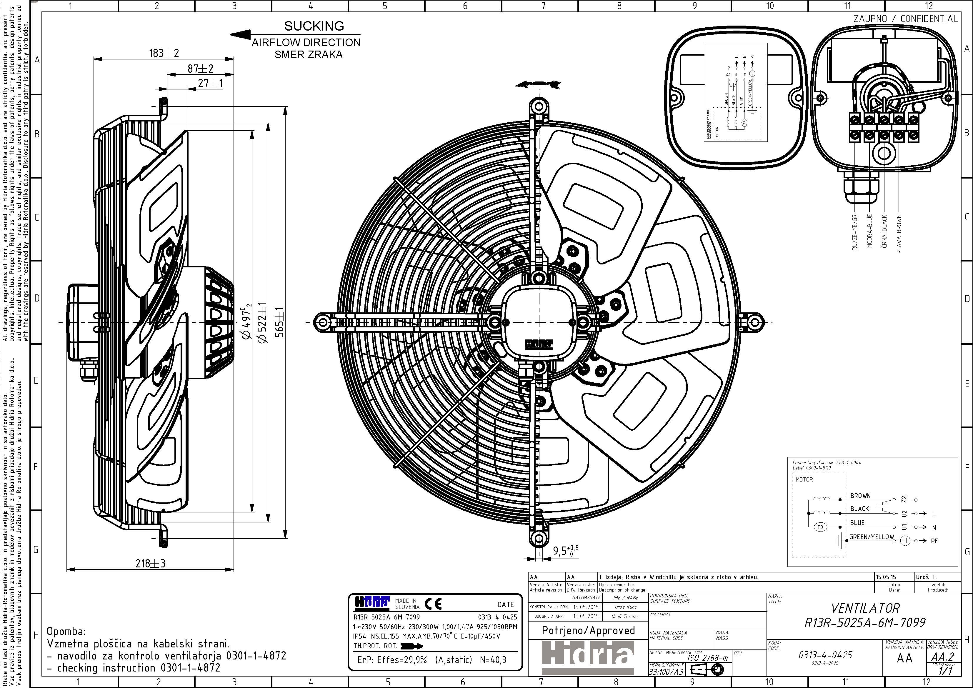 onninen Ulkoroottoripuhallin r13r-5025ha-6m-7099 s