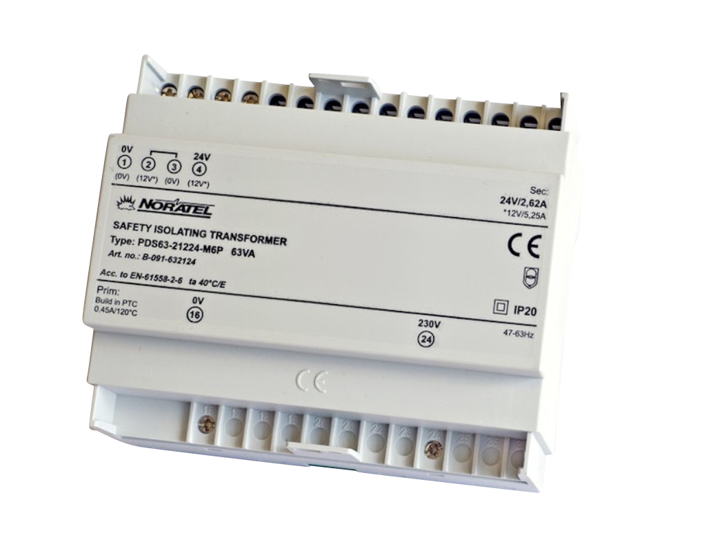 SUOJAJÄNNITEMUUNTAJA NORATEL PDS63-21224-M6P 63VA DIN