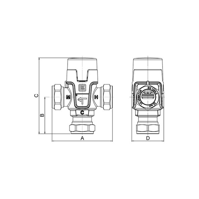 lk Sekoitusventtiili lk 22mm 551 hydromix 35-65c