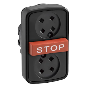 schneider electric Dubbeltrycke+stopp ej märkning