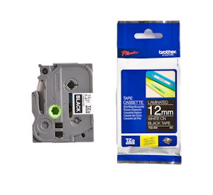 brother Tape 12mm vit/svart 8m