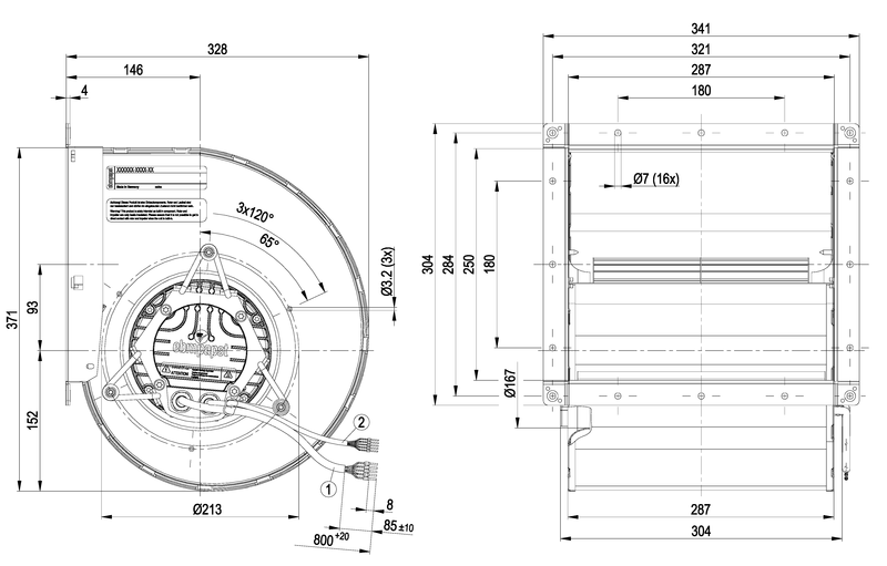 ebmpapst Puhallin ec d3g200df07h1 230v 500w