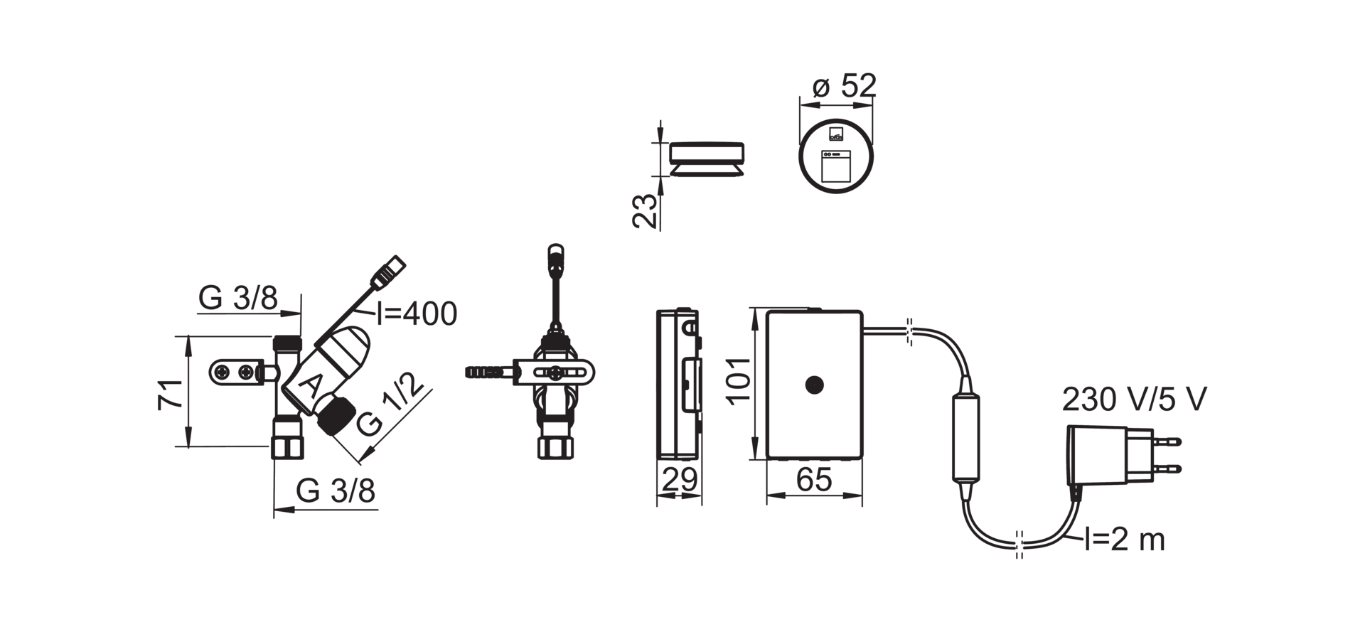 oras Pesukoneventtiili oras 272101 elektroninen 230/5v