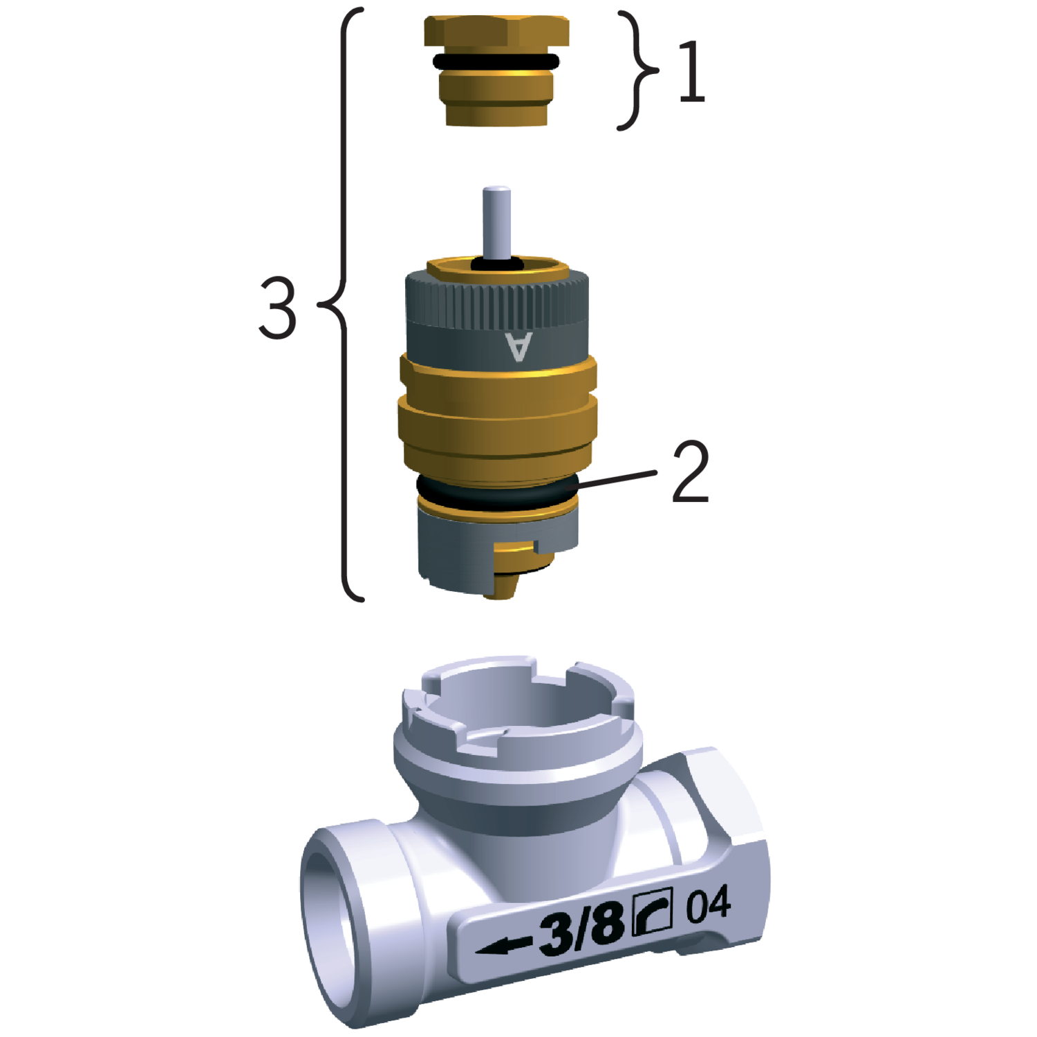 oras Patteriventtiili kulma oras 442210 stabila 3/8