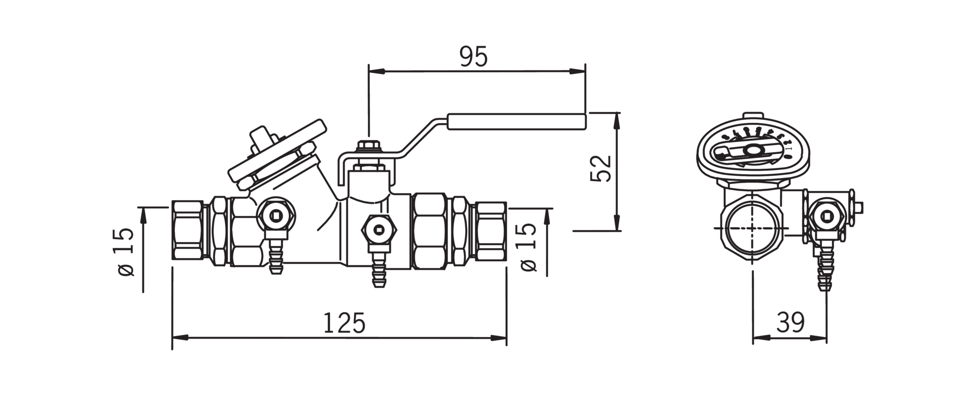 oras Linjasäätöventtiili oras 412015 15mm lvk