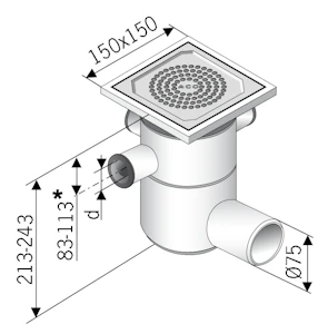 aco Lattiakaivo vaakamalli aco dn70 rst 2x32 +50 betoni/massa