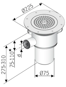 aco Lattiakaivo pystymalli aco dn70 rst 2x32 +50 matta/kakel