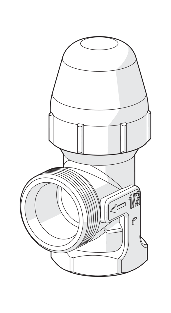 oras Patteriventtiili kulma oras 442215 stabila 1/2