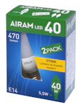 KYNTTILÄLAMPPU AIRAM LED C35 827 470lm E14 OP 2BX