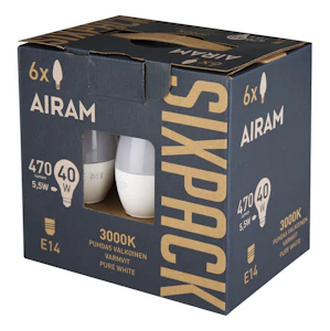 airam Kynttilälamppu led kampanja c35 830 470lm e14 op sixpack
