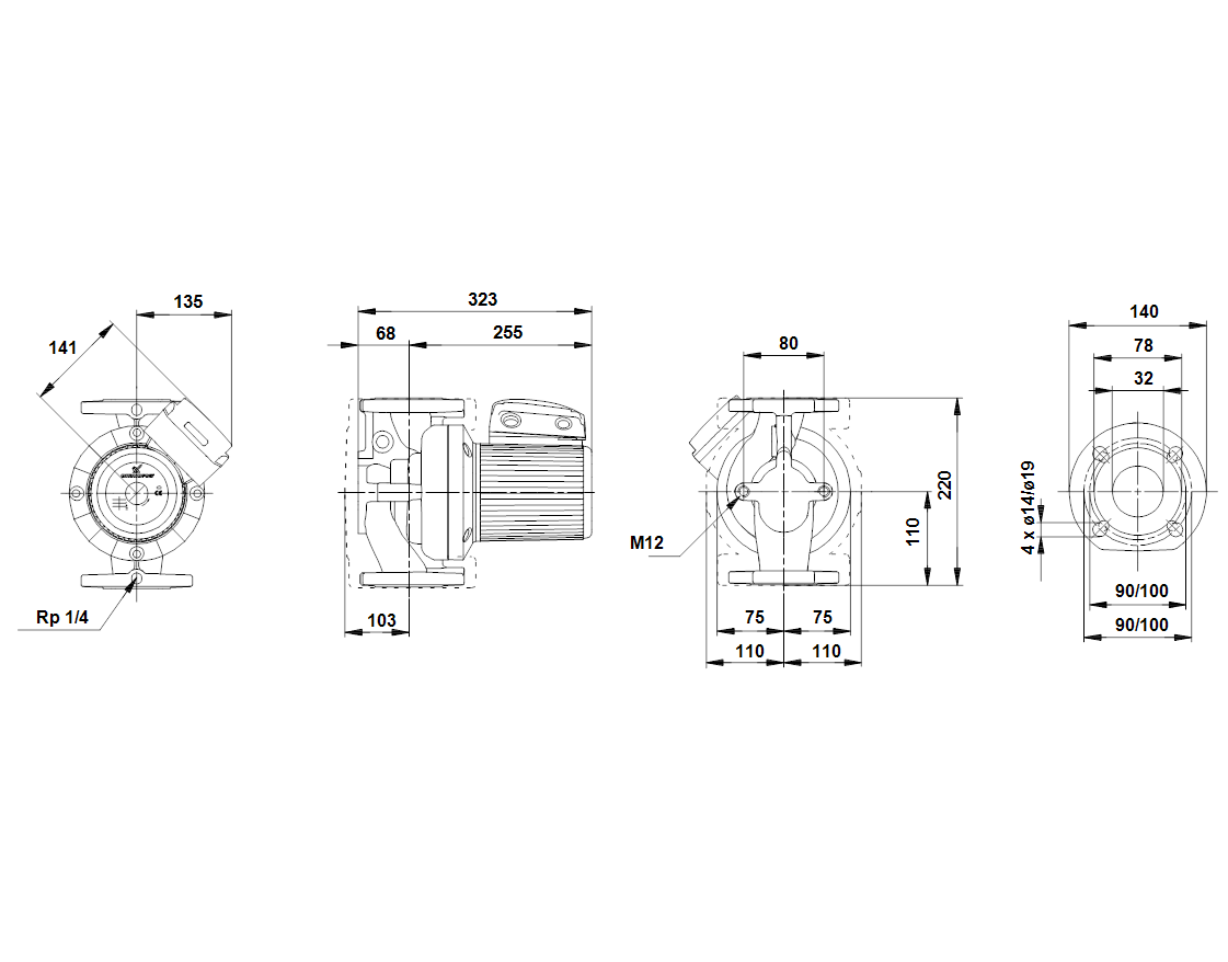 grundfos Lämpöjohtopumppu grundfos ups 32-60/2 3x400 220xf32