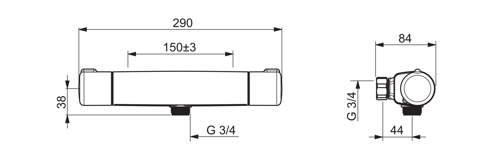oras Suihkuhana oras 7461 nova 3/4 termostaatti
