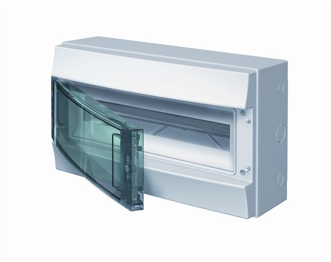 MODUULIKOTELO PINTA IP65 ABB 1-RIVI,18-MOD,LÄPINÄKYVÄ OVI
