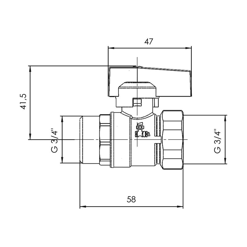 lk Palloventtiili lk 507 sininen kahva 3/4 sk/uk