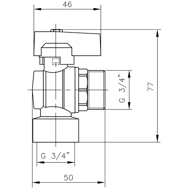lk Palloventtiili lk 509 sininen kulma 3/4 sk/uk