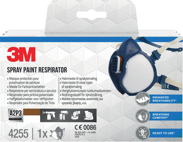 3m Hengityssuojain 3m puolinaamari ffa2p3r 4255+