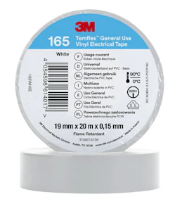 3m Sähköteippi temflex 165 vinyyli valkoinen 19mmx20m