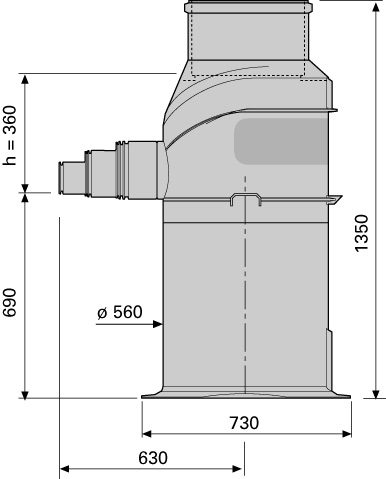 uponor Sadevesikaivon pohjaosa uponor 560x150l liittymät 110-160-200