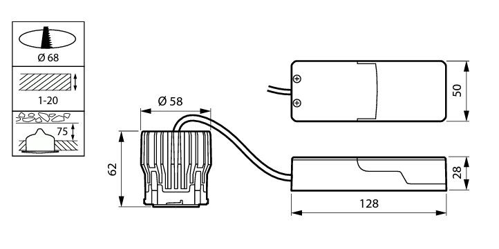 philips Spot infälld rs156 7.2w 3000k vit