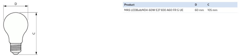 philips Vakiolamppu master led nd4-60w e27 830 fr g ue 840lm