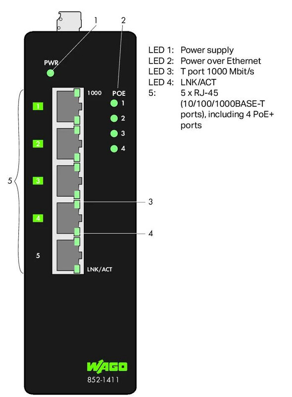 wago Ethernet kytkin poe, 5-porttinen