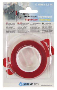 stokvis tapes 2-puolinen superteippi kirkas 12mm x 2,5m (acryylivaahtot.)