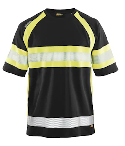 blåkläder T-paita blåkläder 333710519933 musta/kelt hi-vis koko m
