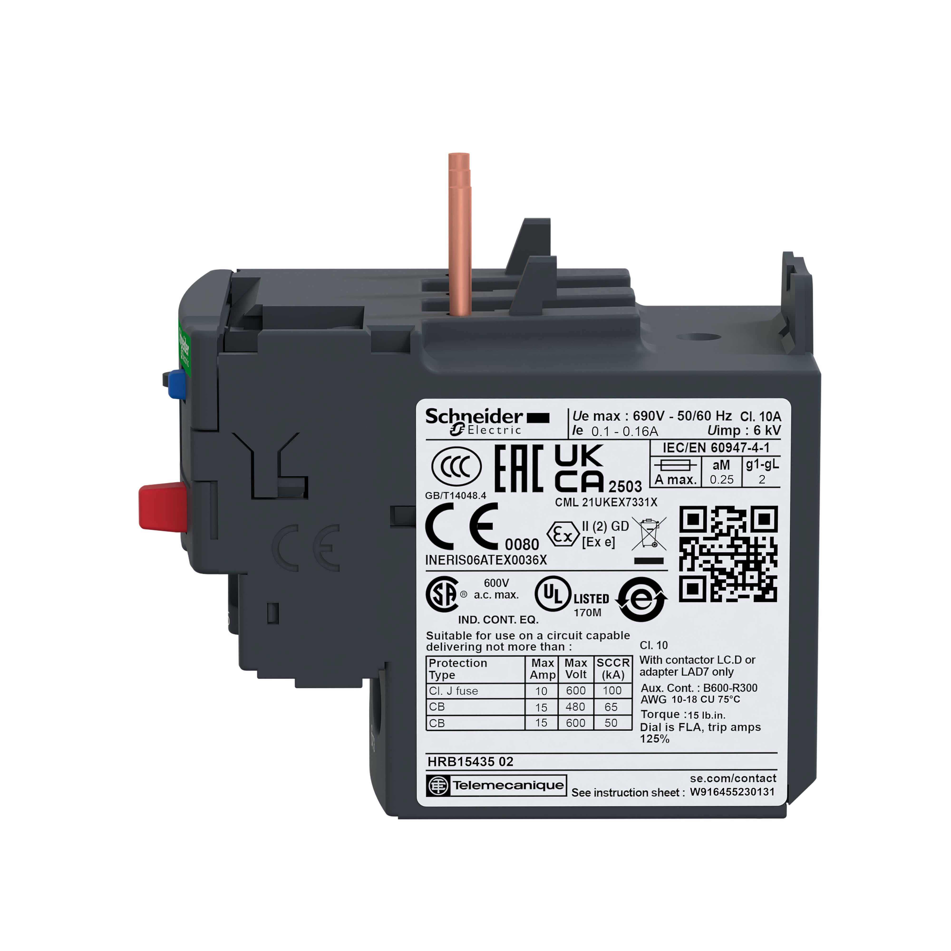 schneider electric Lämpörele tesys lrd02 lk10a 0.16-0.25a