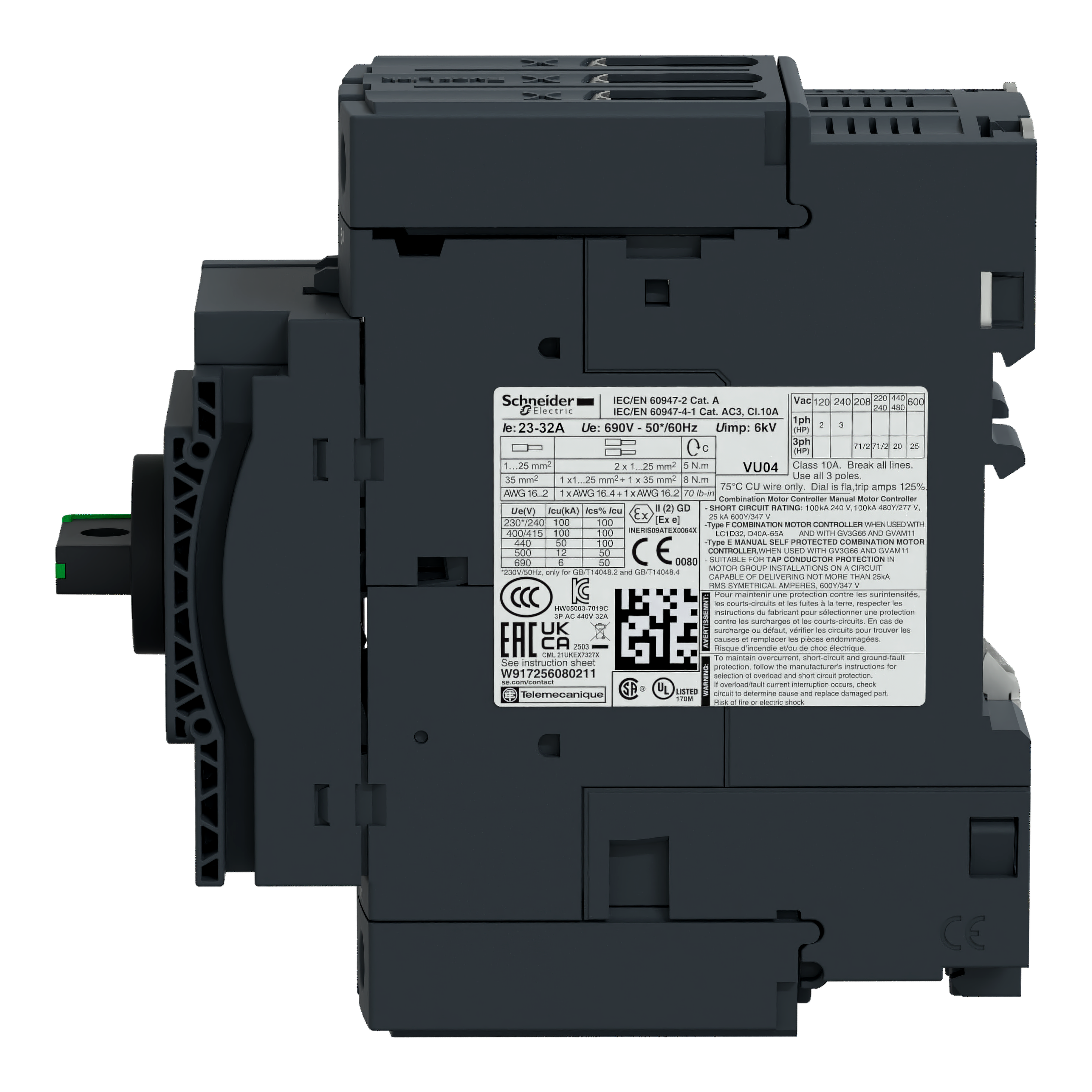schneider electric Moottorinsuojakatkaisija tesys gv3p65 48-65a