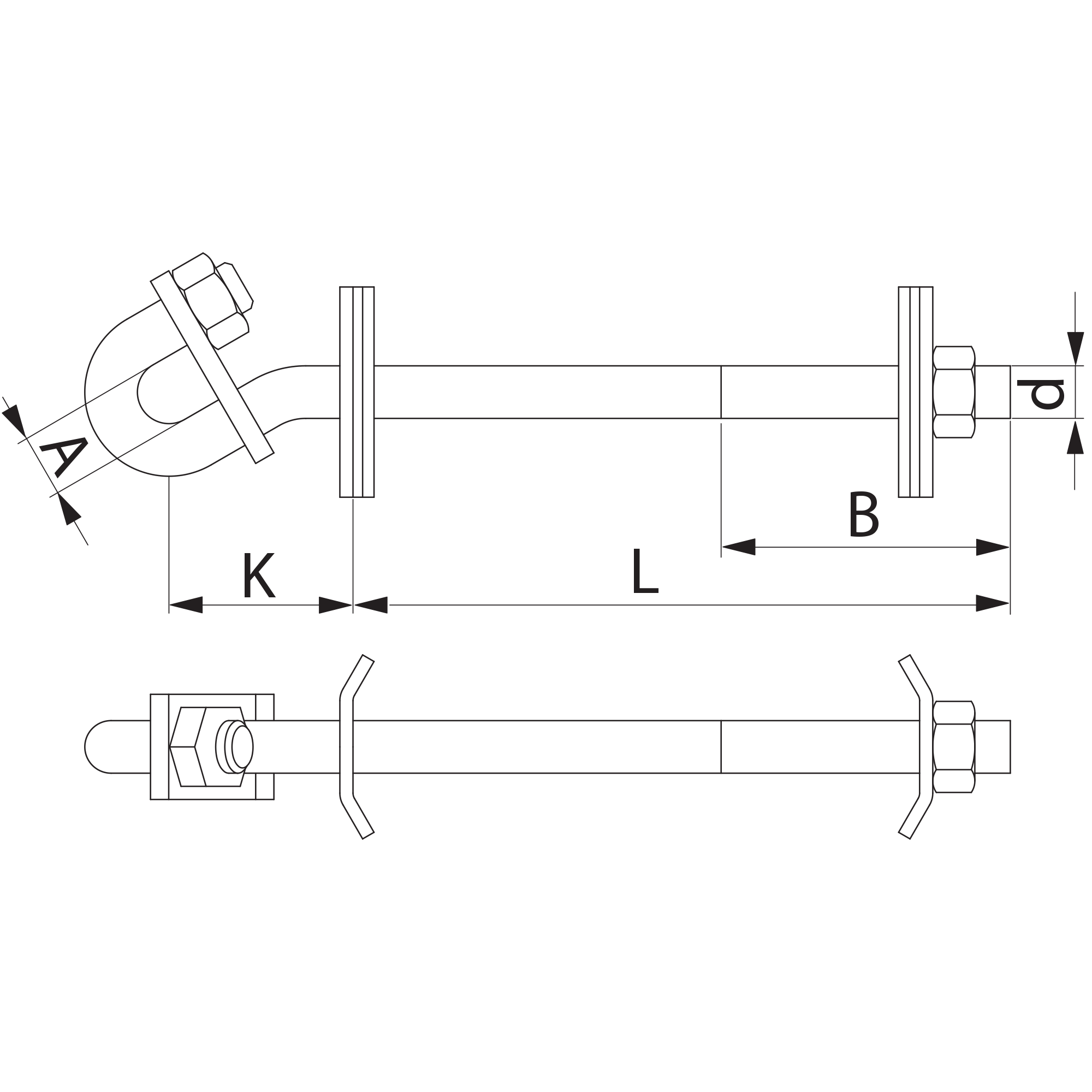 ensto Koukku sot 101.1 lukittu m20 250mm