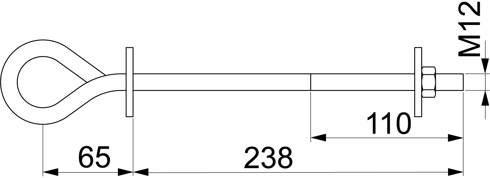 ensto Koukku sot 94 silmus pu6k m12 238mm
