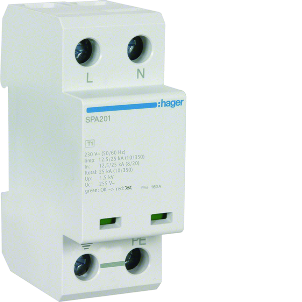 YLIJÄNNITESUOJA HAGER SPA201 2N B+C 1.5kV 25kA