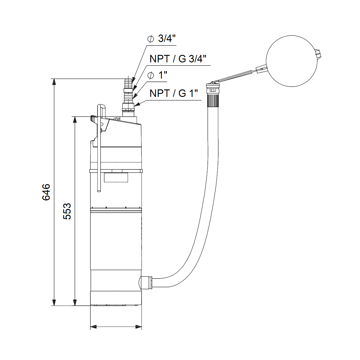 grundfos Avokaivopumppu grundfos sba 3-45 mw kelluva imusihti