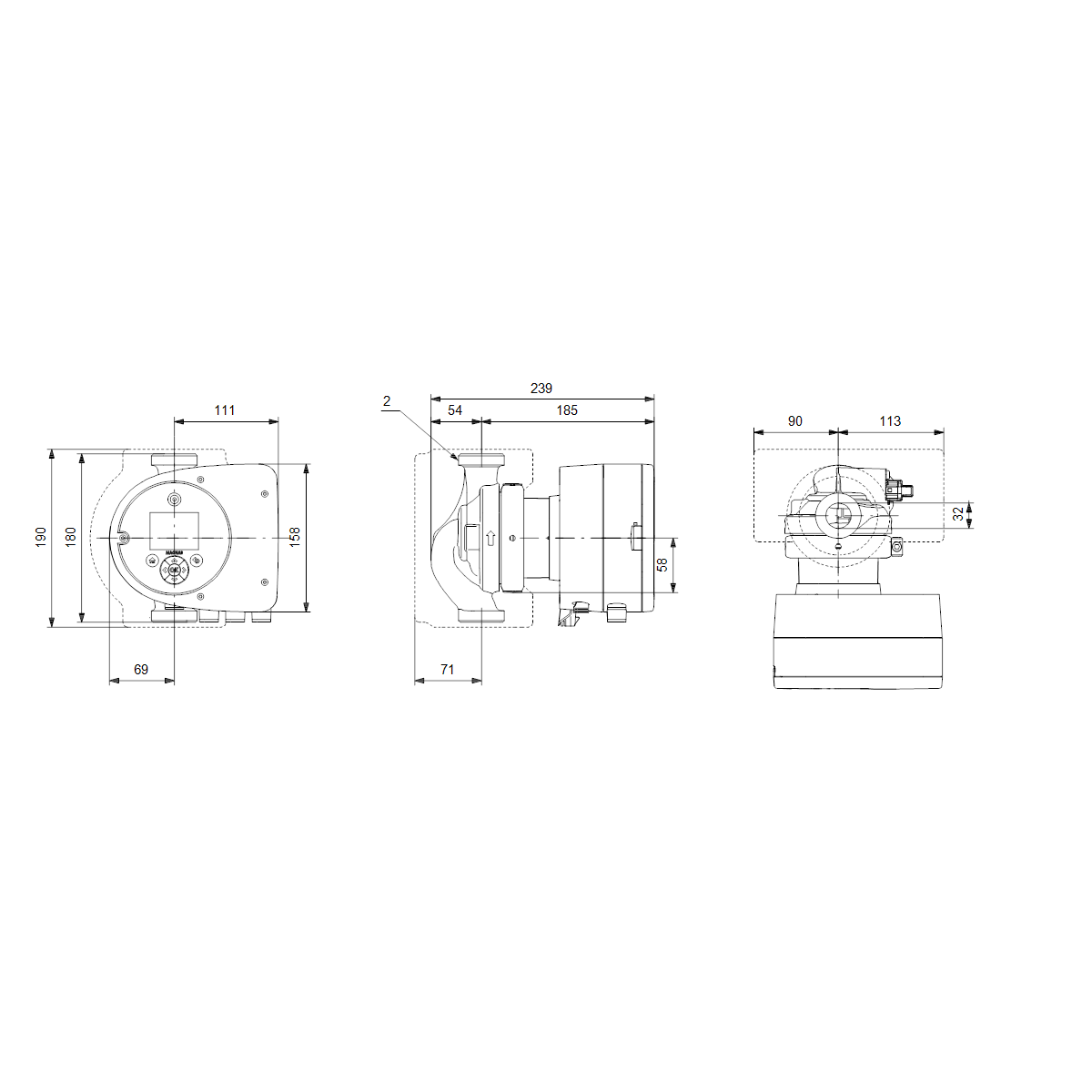 grundfos Lämpöjohtopumppu grundfos magna3 32-40 180 1x230v
