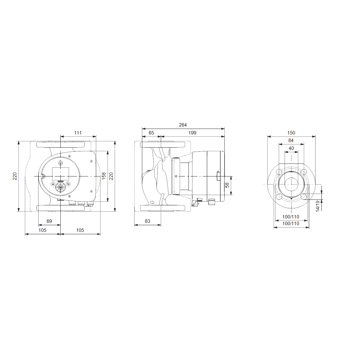 grundfos Lämpöjohtopumppu grundfos magna3 40-60 f 220 1x230v