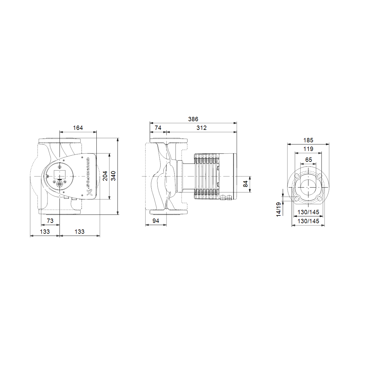 grundfos Lämpöjohtopumppu grundfos magna3 65-80 f 340 1x230v