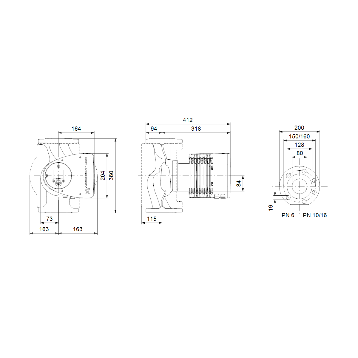 grundfos Lämpöjohtopumppu grundfos magna3 80-100 f 360 1x230v