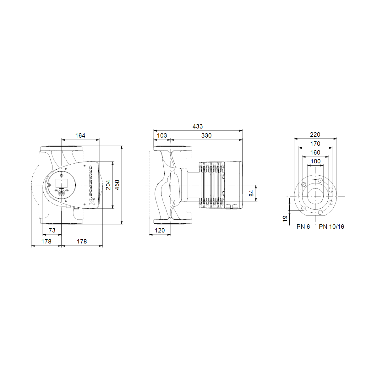 grundfos Lämpöjohtopumppu grundfos magna3 100-40 f 450 1x230v