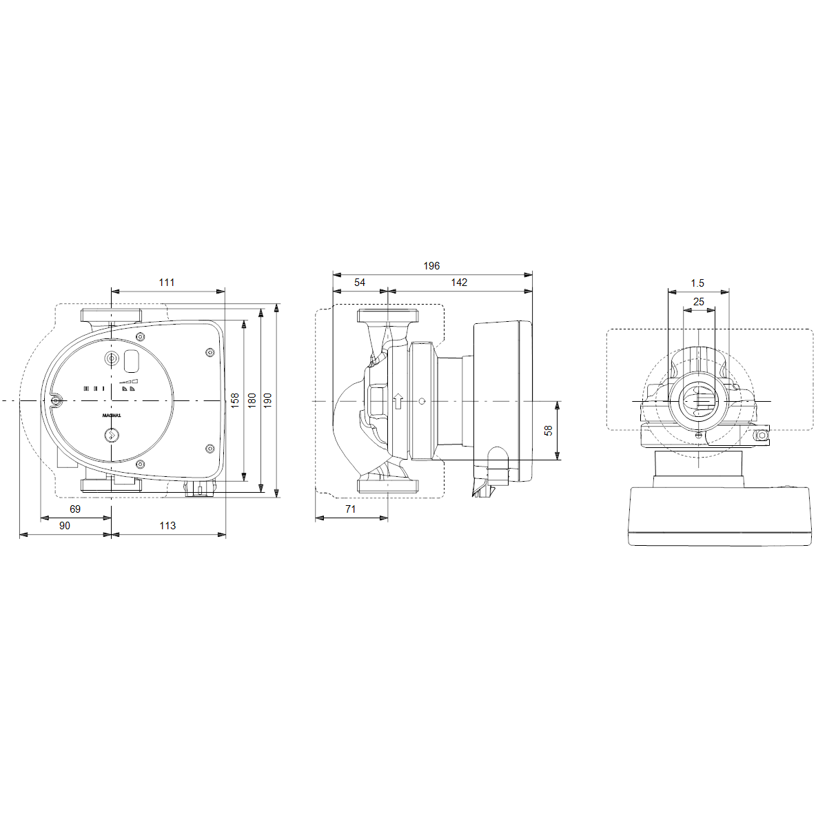 grundfos Lämpöjohtopumppu grundfos magna1 25-120 180 1x230v