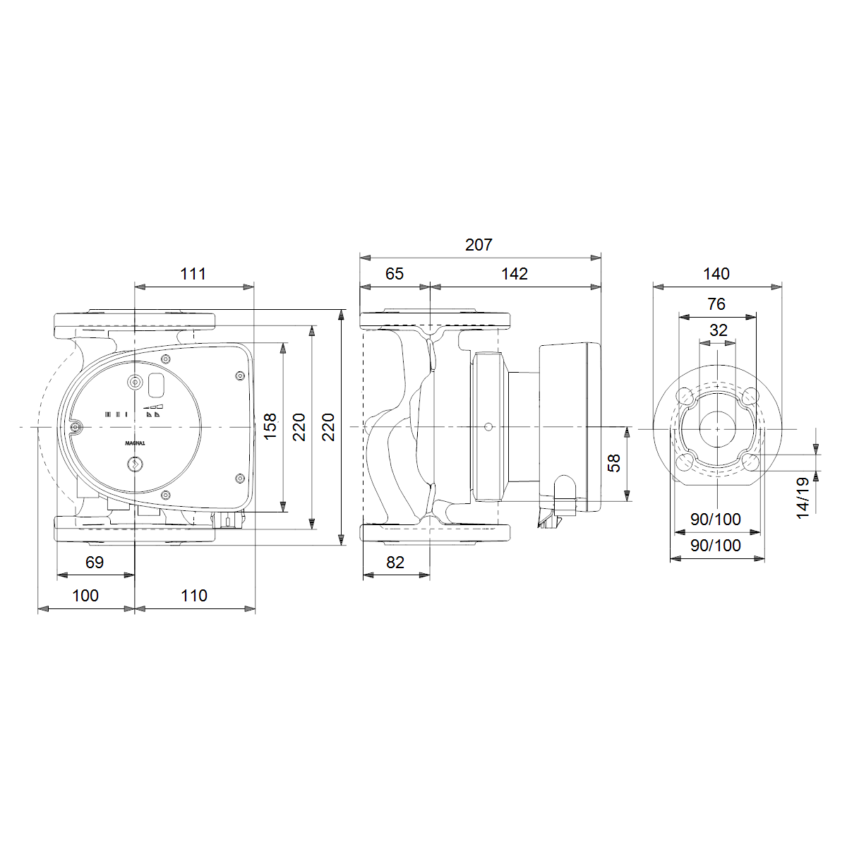 grundfos Lämpöjohtopumppu grundfos magna1 32-40 f 220 1x230v