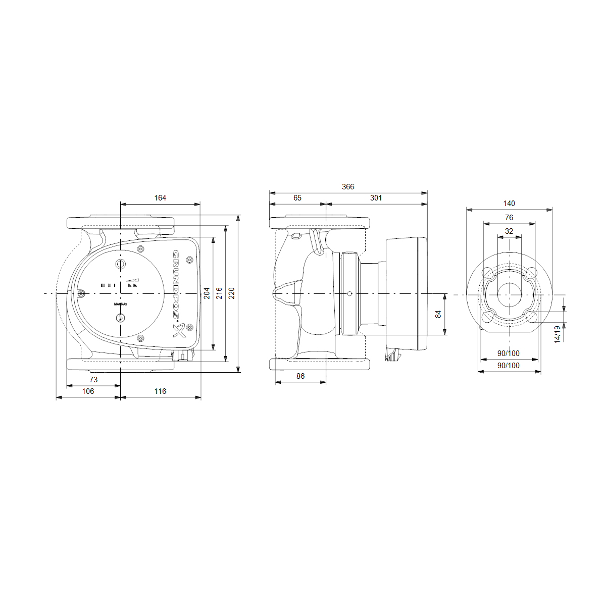 grundfos Lämpöjohtopumppu grundfos magna1 32-120 f 220 1x230v