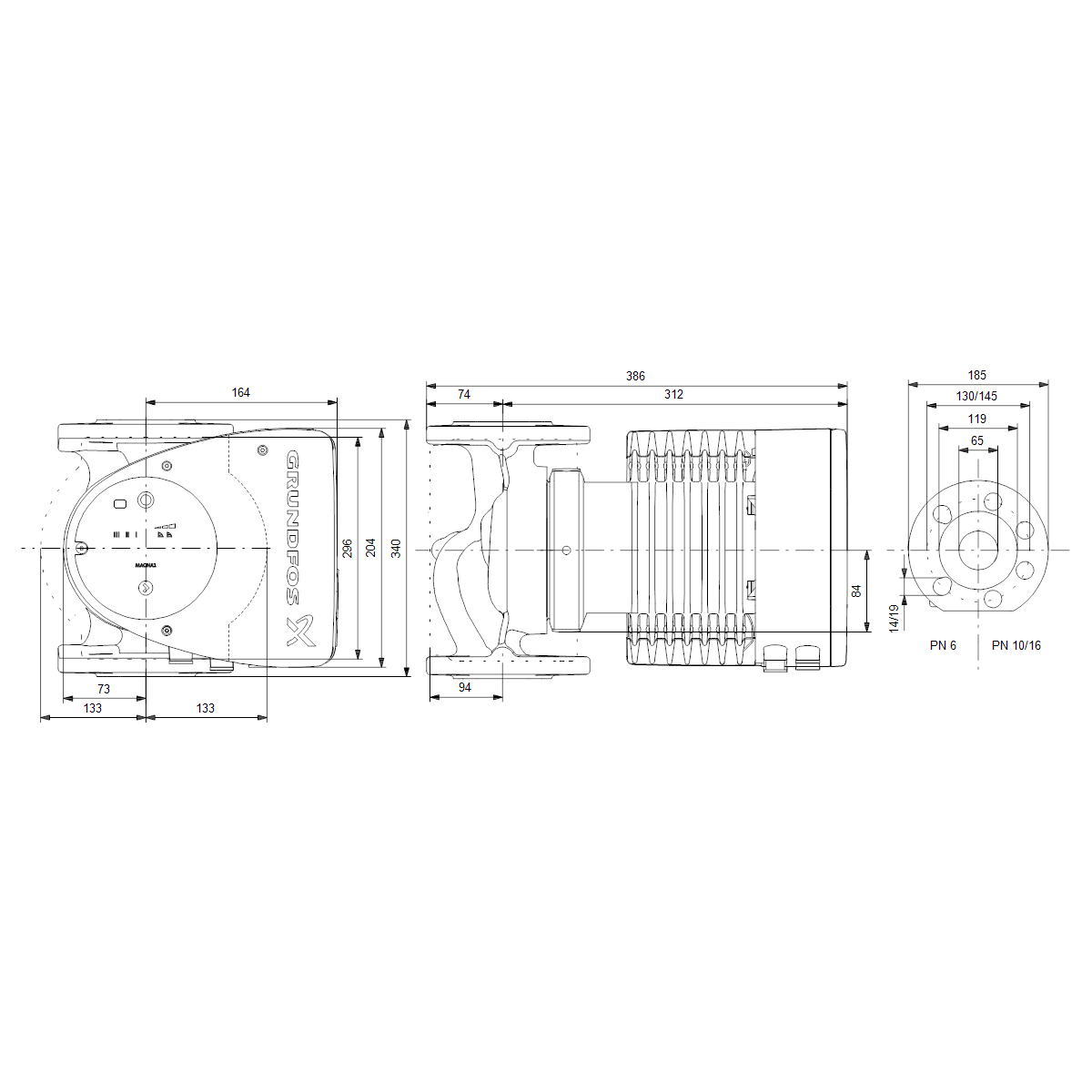 grundfos Lämpöjohtopumppu grundfos magna1 65-40 f 340 1x230v