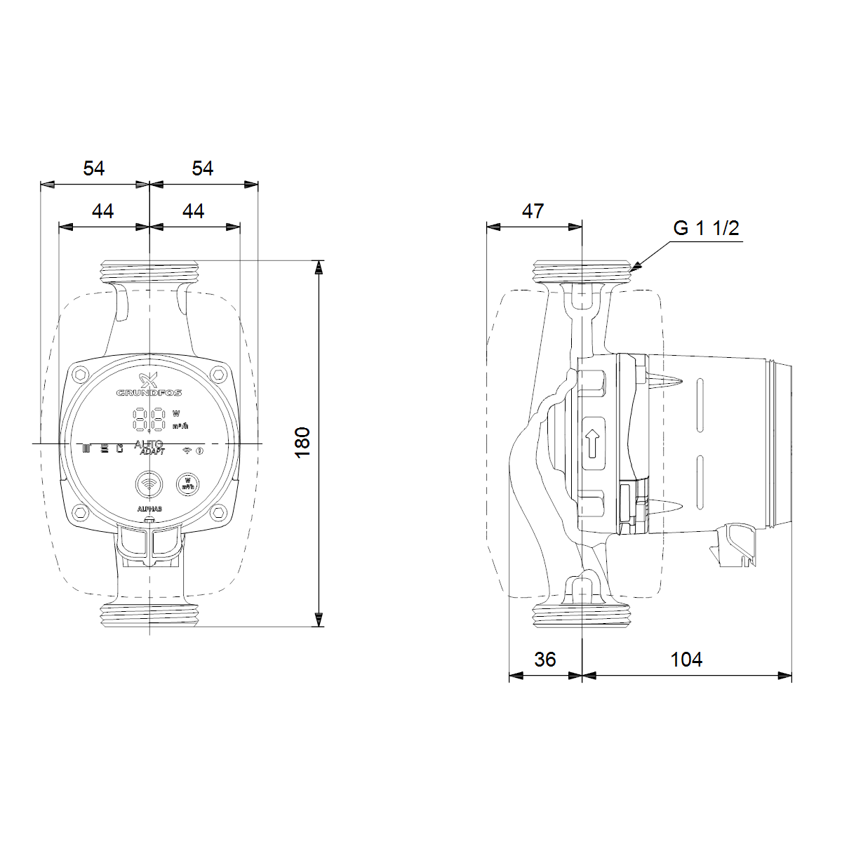 grundfos Lämpöjohtopumppu grundfos alpha3 25-60 180